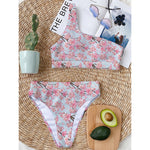 Sakura Flower Cherry Blossom Print One Shoulder Bikini Top
