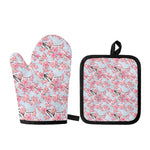 Sakura Flower Cherry Blossom Print Oven Mitt And Pot Holder Set