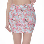 Sakura Flower Cherry Blossom Print Pencil Mini Skirt