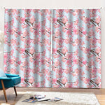 Sakura Flower Cherry Blossom Print Pencil Pleat Curtains