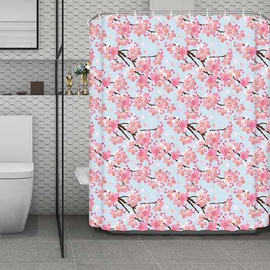 Sakura Flower Cherry Blossom Print Polyester Shower Curtain