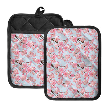 Sakura Flower Cherry Blossom Print Pot Holders With Pocket