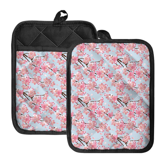 Sakura Flower Cherry Blossom Print Pot Holders With Pocket