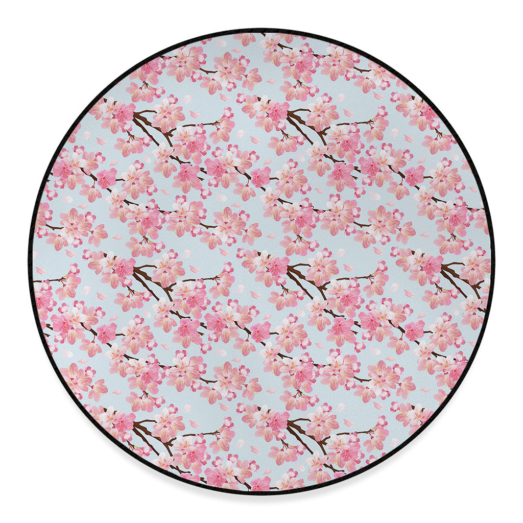 Sakura Flower Cherry Blossom Print Round Floor Mat