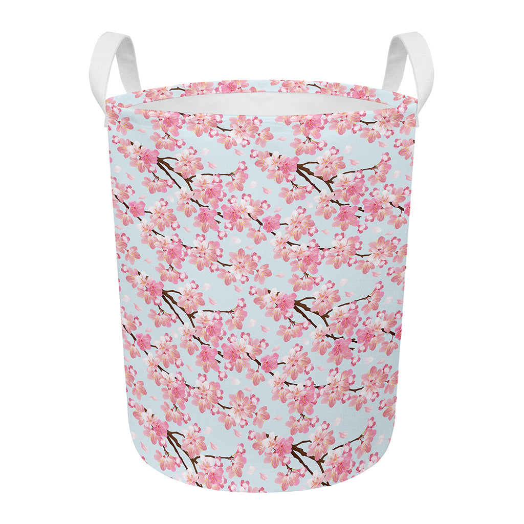 Sakura Flower Cherry Blossom Print Round Laundry Basket