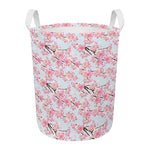 Sakura Flower Cherry Blossom Print Round Laundry Basket