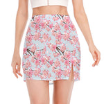 Sakura Flower Cherry Blossom Print Side Slit Mini Skirt