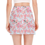 Sakura Flower Cherry Blossom Print Side Slit Mini Skirt