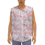 Sakura Flower Cherry Blossom Print Sleeveless Baseball Jersey