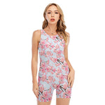 Sakura Flower Cherry Blossom Print Sleeveless One Piece Swimsuit