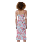 Sakura Flower Cherry Blossom Print Slim Fit Midi Cami Dress