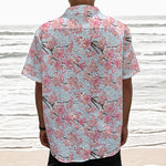 Sakura Flower Cherry Blossom Print Textured Short Sleeve Shirt