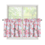 Sakura Flower Cherry Blossom Print Tier Curtains