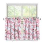 Sakura Flower Cherry Blossom Print Tier Curtains