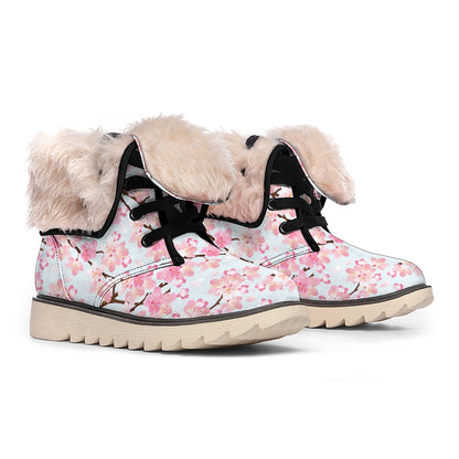 Sakura Flower Cherry Blossom Print Winter Boots