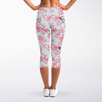 Sakura Flower Cherry Blossom Print Women's Capri Leggings