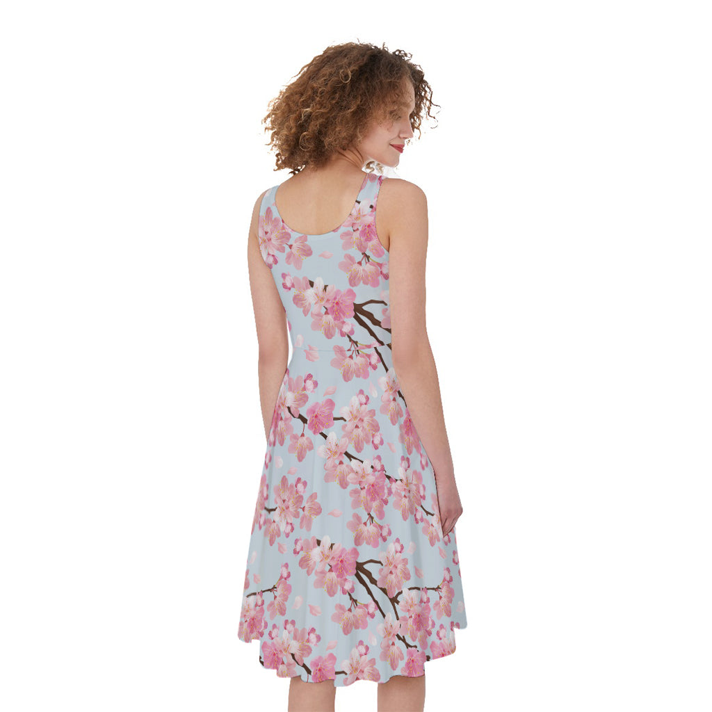 Sakura Flower Cherry Blossom Print Women's Sleeveless Dress