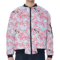 Sakura Flower Cherry Blossom Print Zip Sleeve Bomber Jacket