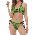 Salad Vegetable Print Halter Scoop Tie Side Bikini