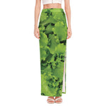 Salad Vegetable Print High Slit Maxi Skirt