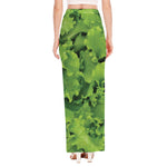 Salad Vegetable Print High Slit Maxi Skirt