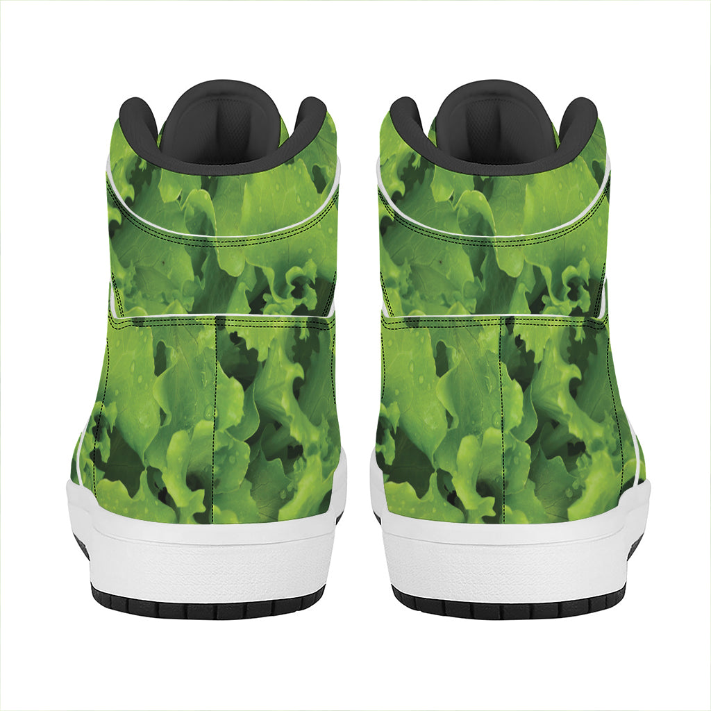 Salad Vegetable Print High Top Leather Sneakers
