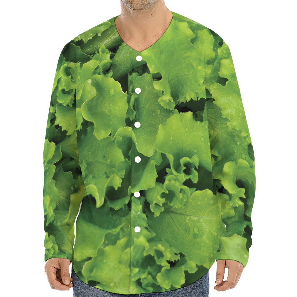 Salad Vegetable Print Long Sleeve Baseball Jersey