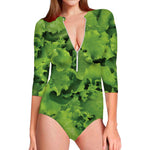 Salad Vegetable Print Long Sleeve Swimsuit