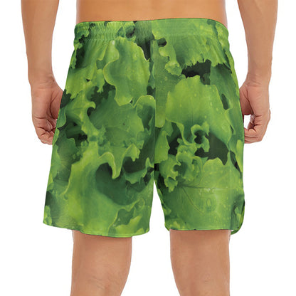 Salad Vegetable Print Men's Split Running Shorts