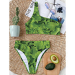 Salad Vegetable Print One Shoulder Bikini Top