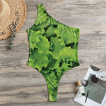 Salad Vegetable Print One Shoulder Bodysuit