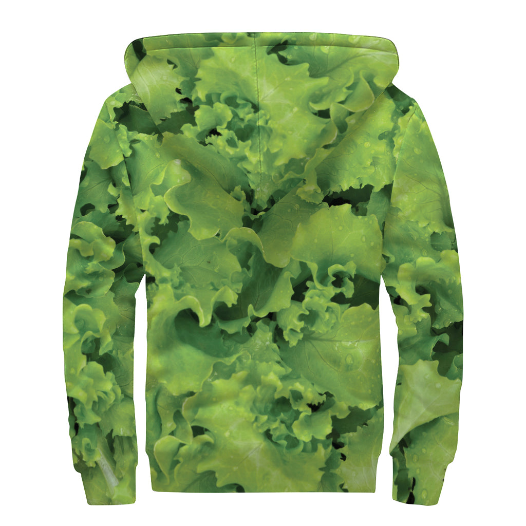 Salad Vegetable Print Sherpa Lined Zip Up Hoodie