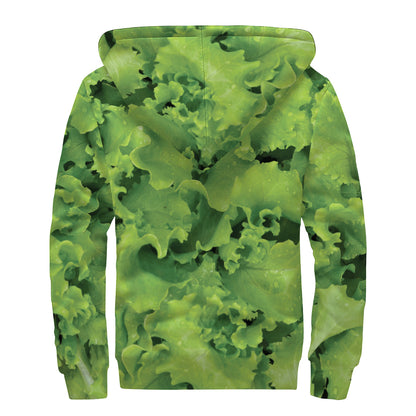 Salad Vegetable Print Sherpa Lined Zip Up Hoodie