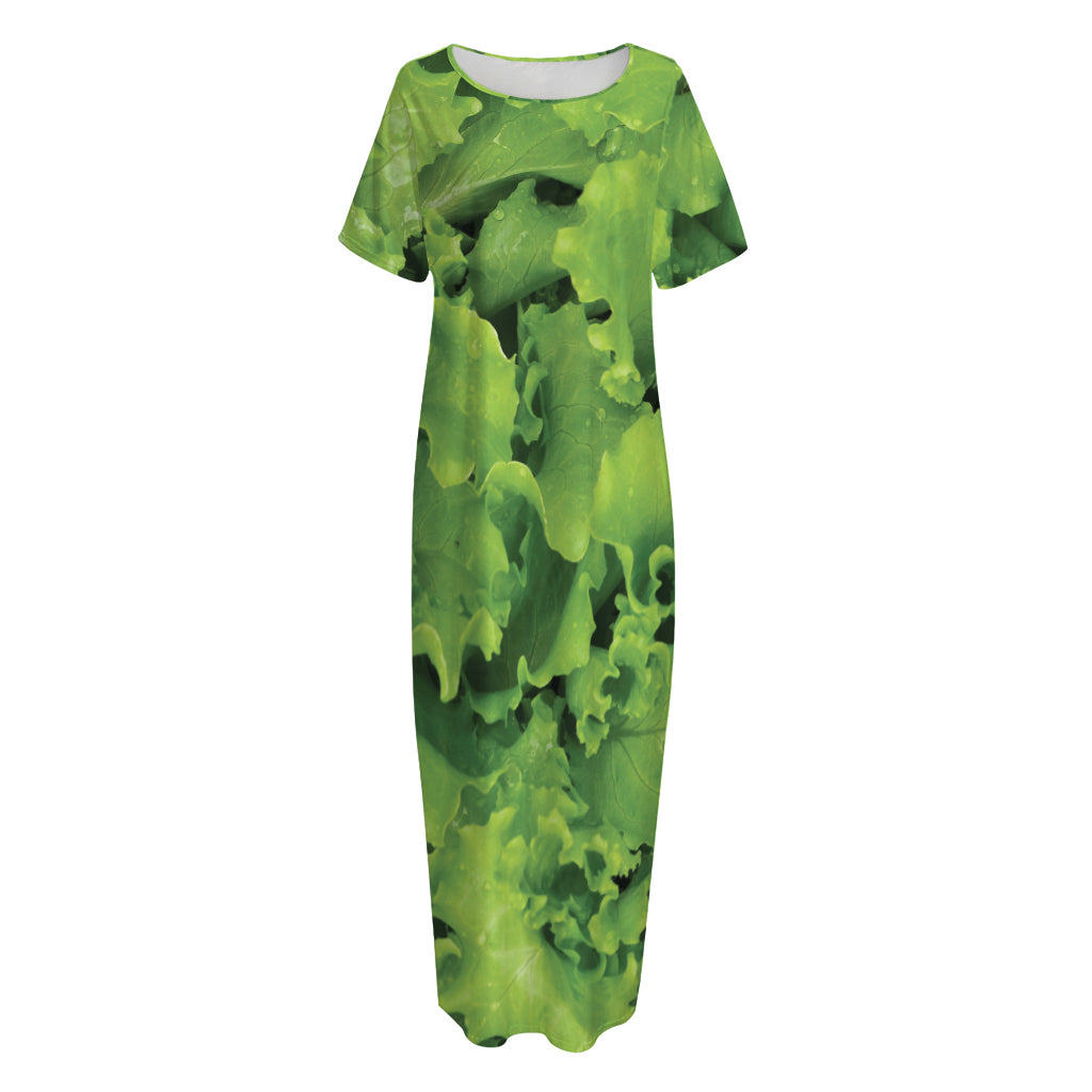 Salad Vegetable Print Short Sleeve Long Nightdress