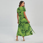 Salad Vegetable Print Short Sleeve Maxi Dress