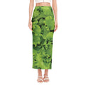 Salad Vegetable Print Side Slit Maxi Skirt