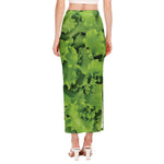 Salad Vegetable Print Side Slit Maxi Skirt