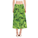 Salad Vegetable Print Side Slit Midi Skirt