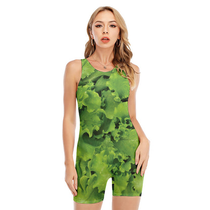 Salad Vegetable Print Sleeveless One Piece Swimsuit
