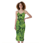 Salad Vegetable Print Slim Fit Midi Cami Dress
