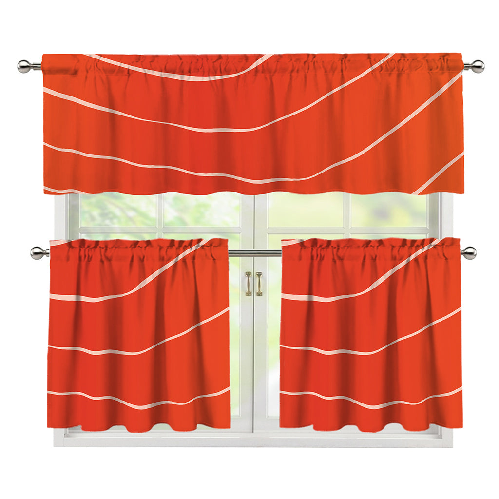 Salmon Artwork Print 3 Piece Kitchen Curtains