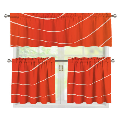Salmon Artwork Print 3 Piece Kitchen Curtains