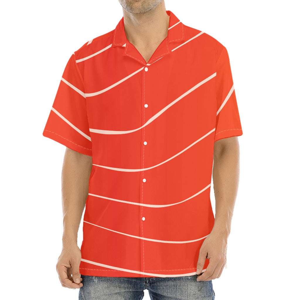 Salmon Artwork Print Aloha Shirt