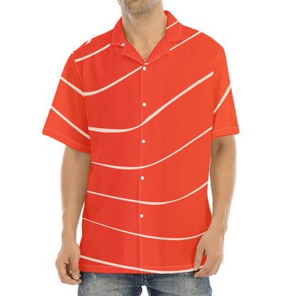 Salmon Artwork Print Aloha Shirt