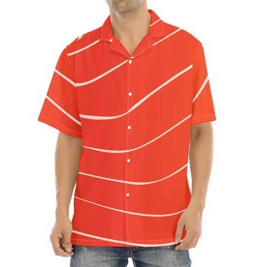 Salmon Artwork Print Aloha Shirt