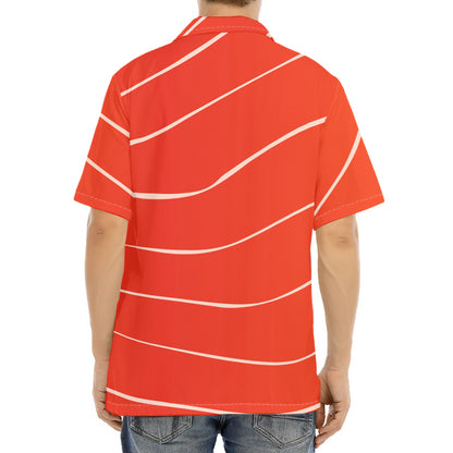 Salmon Artwork Print Aloha Shirt