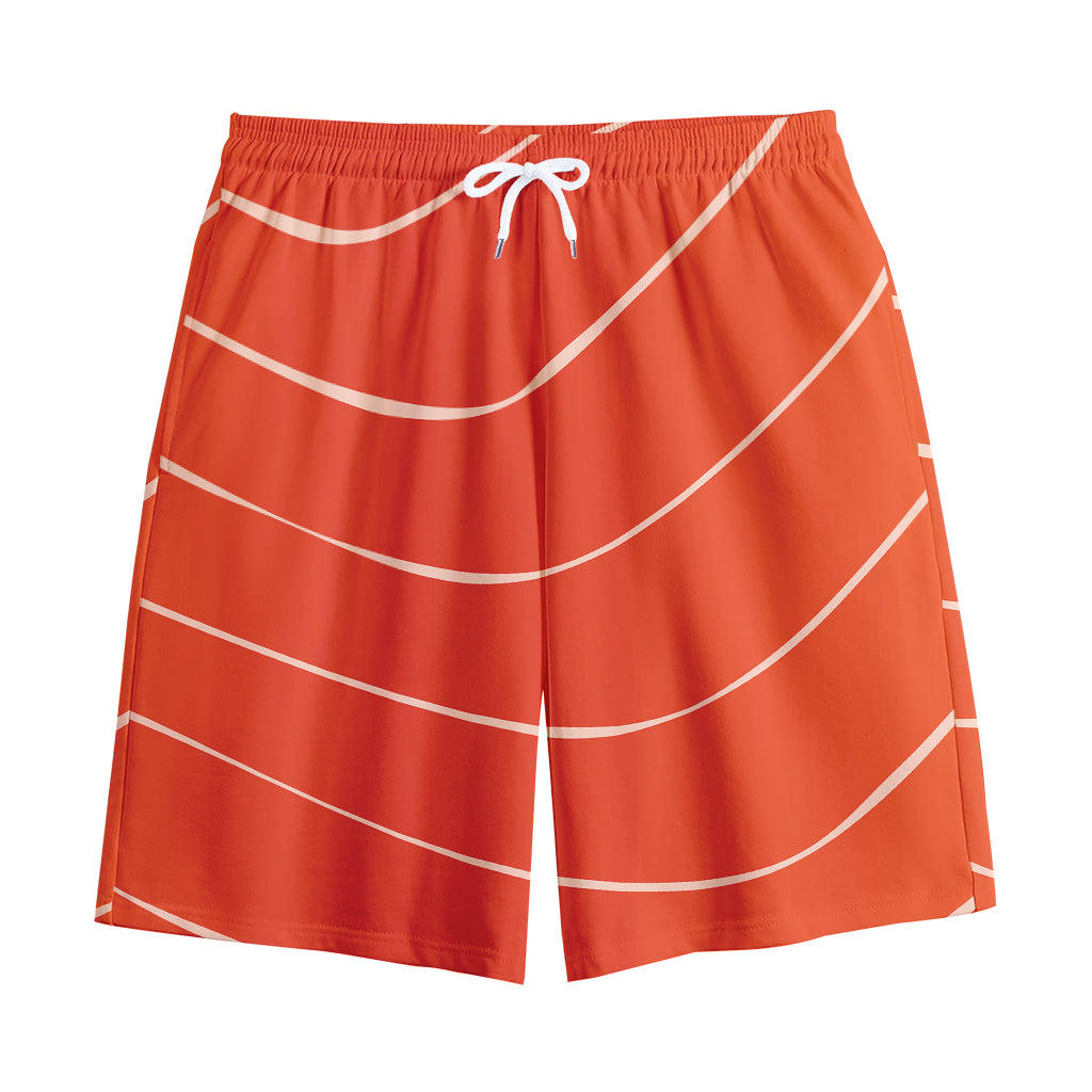 Salmon Artwork Print Cotton Shorts