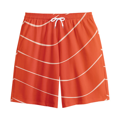 Salmon Artwork Print Cotton Shorts