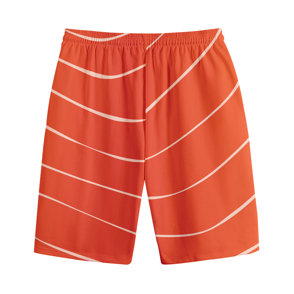 Salmon Artwork Print Cotton Shorts