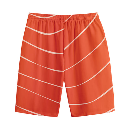 Salmon Artwork Print Cotton Shorts
